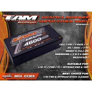 Team EAM - SUPER STOCK - Graph-X 4600mAh Hardcase Akku - 200C - 7.4V - 219g 25.1mm - 2S Shorty LiPo