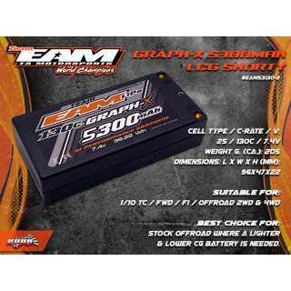 Team EAM - Graph-X 5300mAh Hardcase Akku - 130C - 7.4V - 205g - 22mm - 2S LCG Shorty LiPo