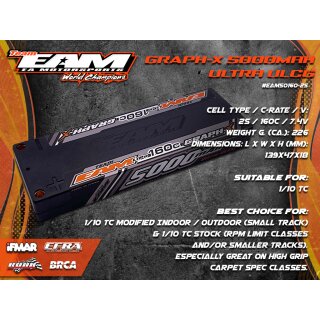 Team EAM - Graph-X 5000mAh Hardcase Akku - 160C - 7.4V - 226g - 18mm - 2S ULCG LiPo