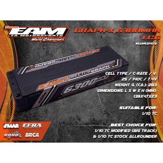 Team EAM - Graph-X 6300mAh Hardcase Akku - 140C - 7.4V - 283g - 23mm - 2S LCG LiPo