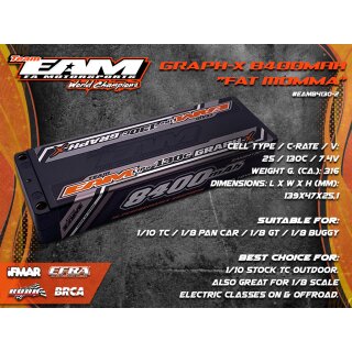 Team EAM - Fat Momma - Graph-X 8400mAh Hardcase Akku - 130C - 7.4V - 316g - 25.1mm - 2S LiPo